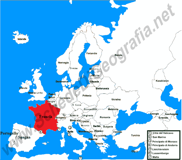 La posizione della Francia in Europa