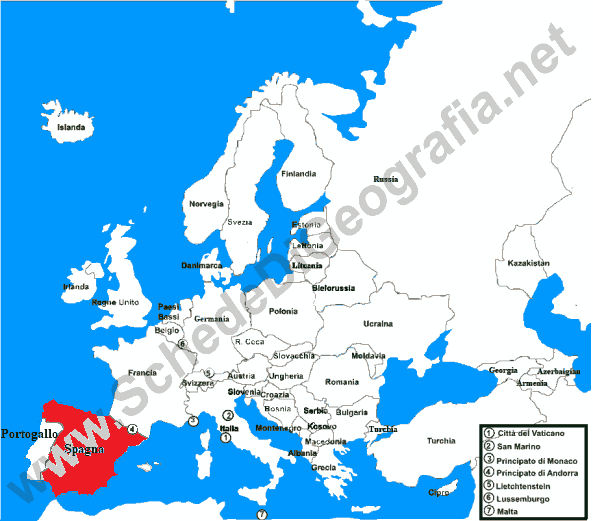 La posizione del Spagna in Europa
