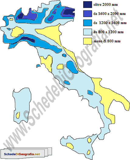 Precipitazioni annue in Italia