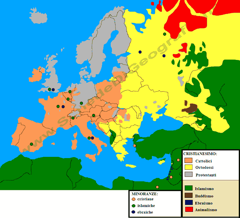 Le religioni diffuse in Europa