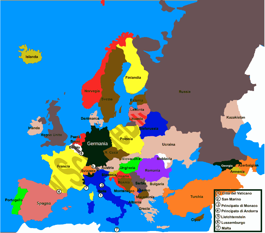 Cartina politica dell'Europa