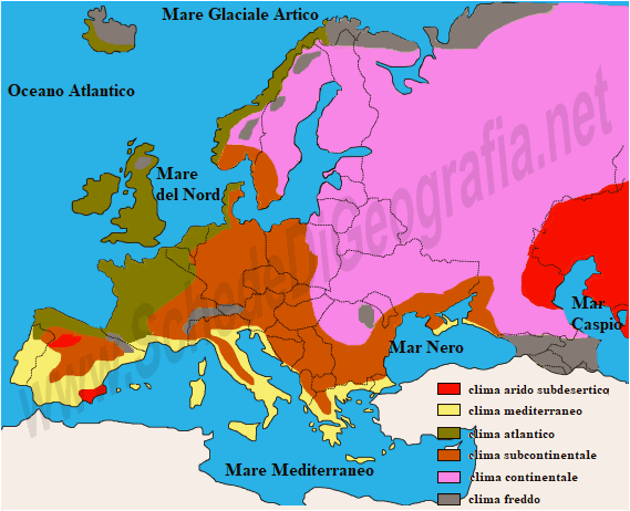 Cartina dei climi europei