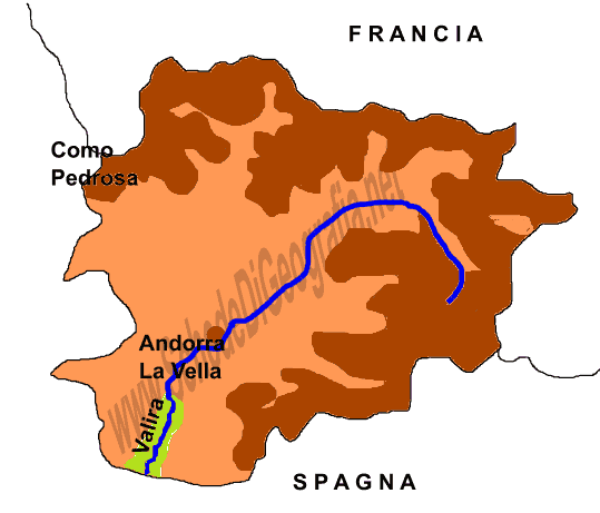 Cartina del Principato di Andorra