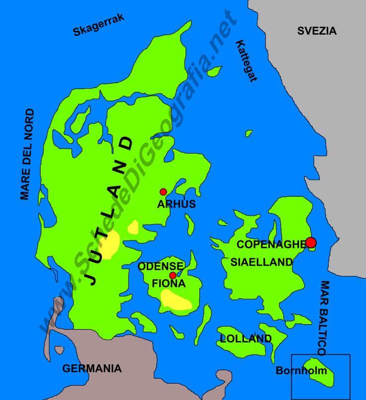Cartina della Danimarca