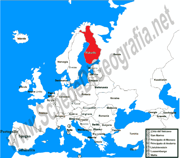 La posizione della Finlandia in Europa