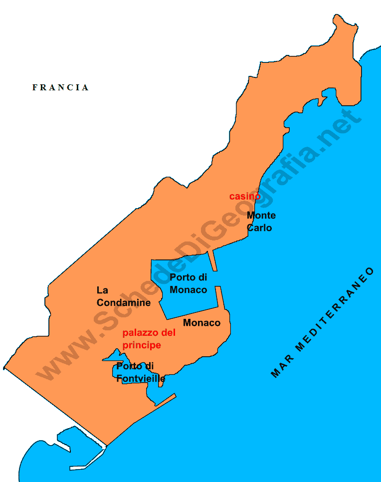 Cartina del Principato di Monaco
