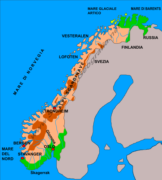 Cartina della Norvegia