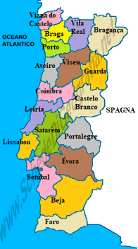Cartina dei distretti portoghesi
