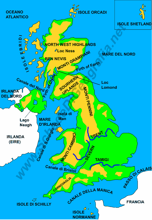 Cartina del Regno Unito