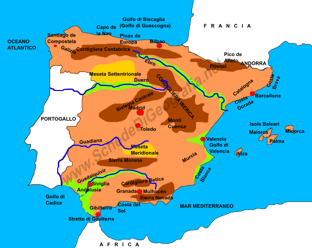 Cartina della Spagna