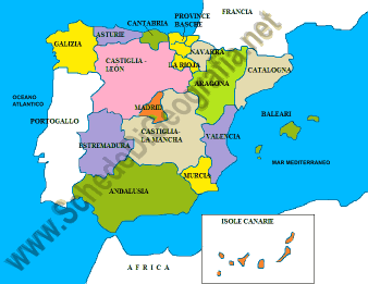 Cartina delle comunità autonome spagnole