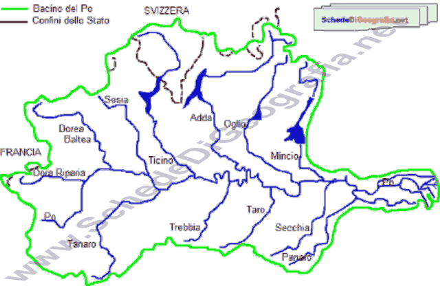 I bacino del Po e i suoi affluenti
