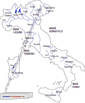 I fiumi dell'Italia centrale e meridionale