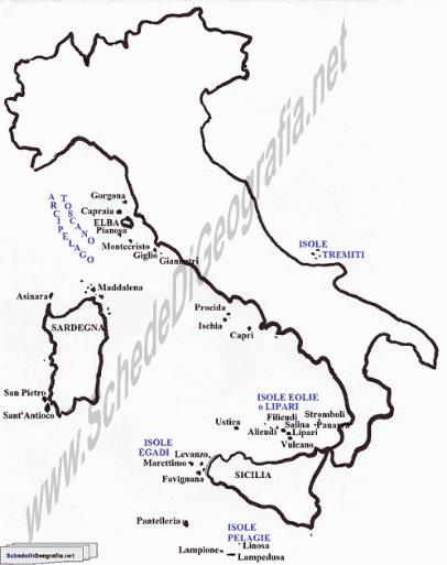 Cartina delle principali isole italiane