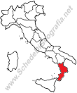 La posizione della Calabria in Italia