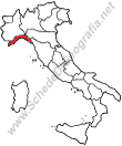 La posizione della Liguria in Italia