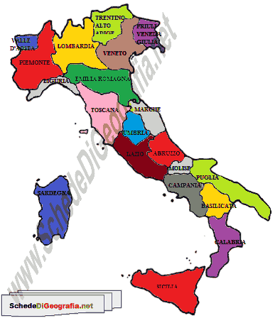 Cartina delle regioni italiane