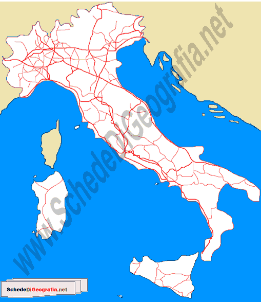 Cartina della rete ferroviaria italiana