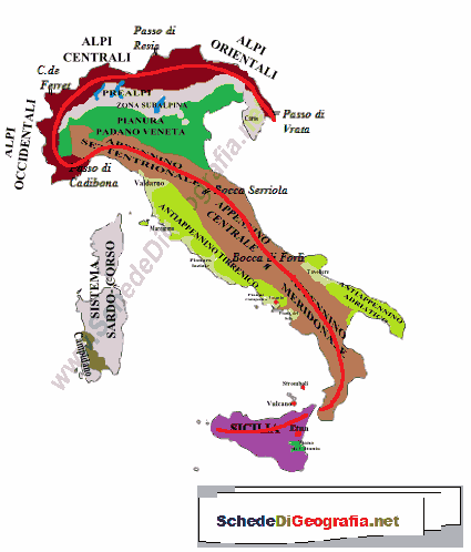 Alpi ed Appennini formano una grande S